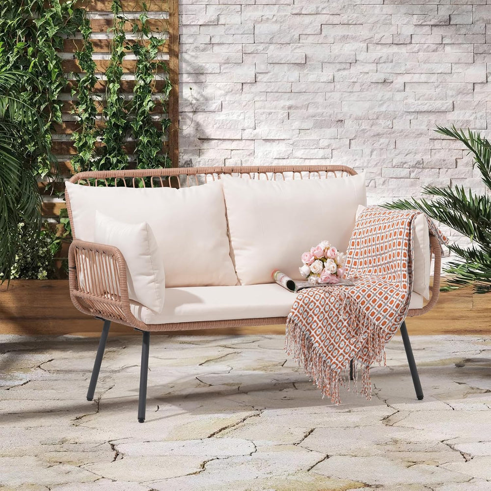 Verano Garden Patio Loveseat, Balcony Furniture Couch, Wicker Patio Set