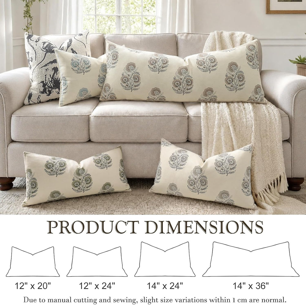 Vintage Floral 14x36 Lumbar Pillow Cover for Bed Pack of 1, Double-Sided Bota...