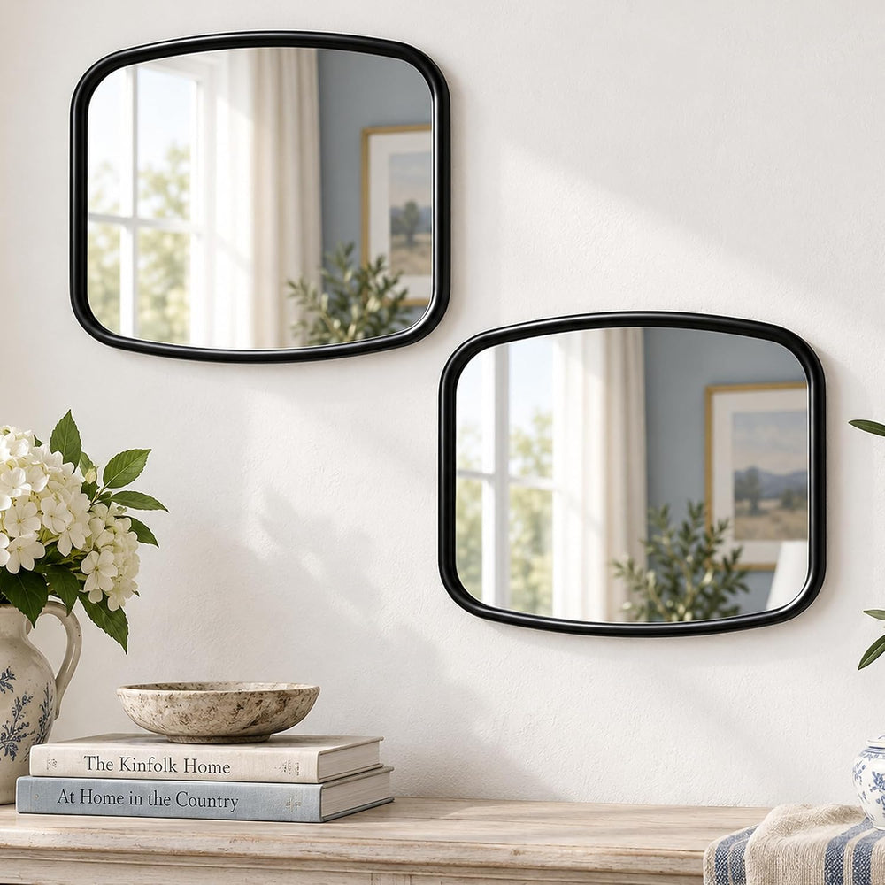 2 Pack Rounded Square Wall Mirror, 10"x12" Metal Framed Decorative ...