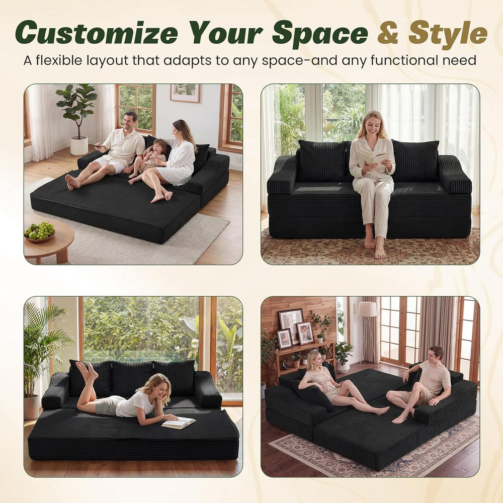 Apicizon 78.7" Folding Convertible Sofa Bed, Boneless Sleeper Sofa Couch...