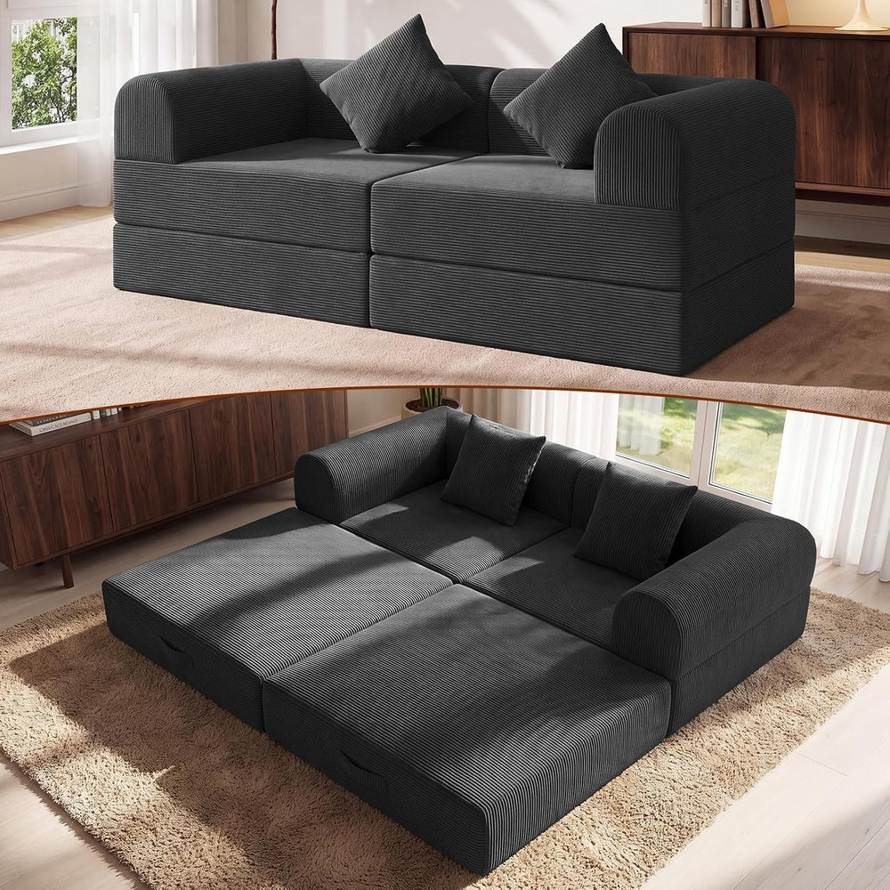74.8’’Convertible Futon Sofa Bed, Boneless Couch for Living Room
