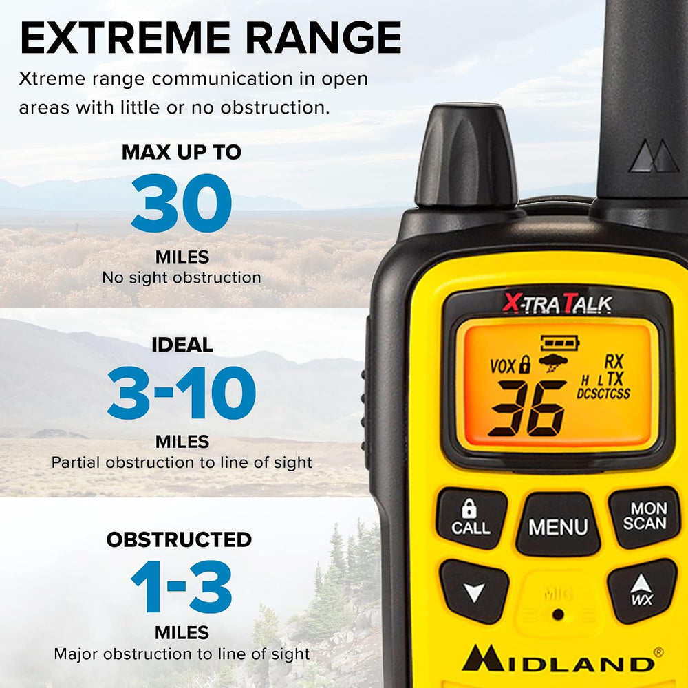 Midland LXT630VP3 FRS License Free Walkie Talkies. Yellow, 2 Pack