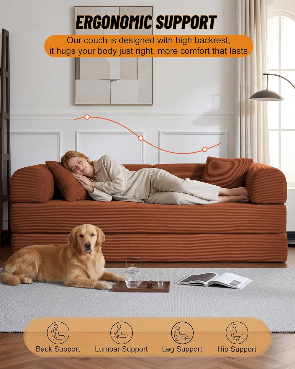 79" Couch Bed,Convertible Futon Sofa,Boneless Couches for Living Room