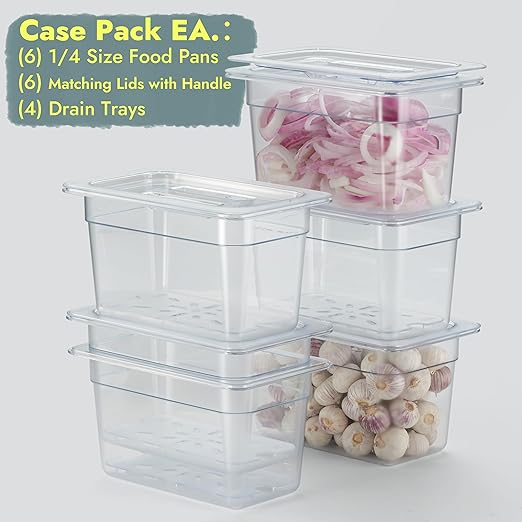 CURTA 6-Pack 1/4 Size 6" Deep NSF Polycarbonate Food Pans