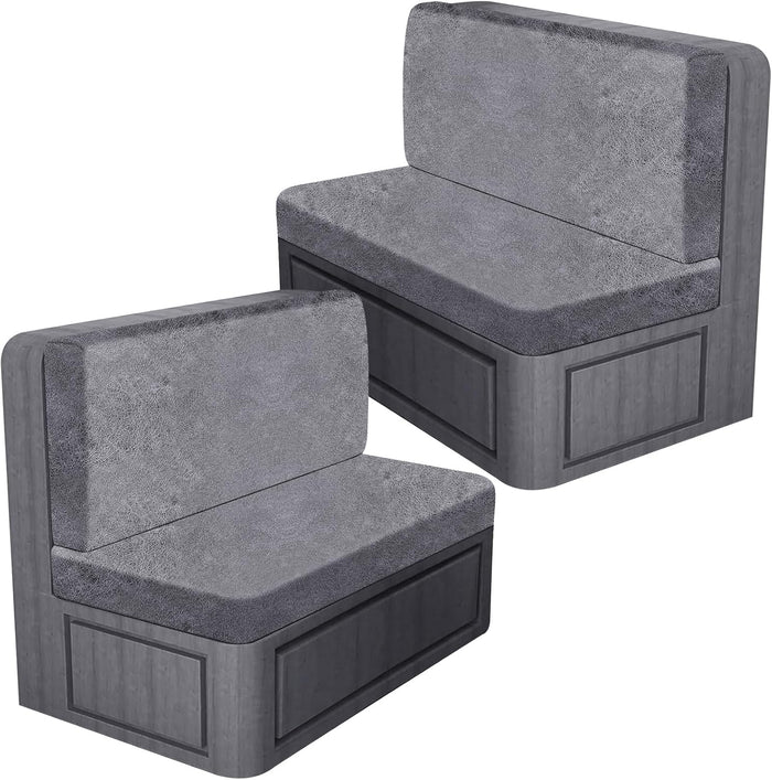ANARACHON Leather Look RV Dinette Cushion Covers, Stretch Camper Cushion Slipcovers for Travel Trailer Couch RV Booth Seat(2 Backrest Cover & 2 Bench Cover,01 Light Gray)