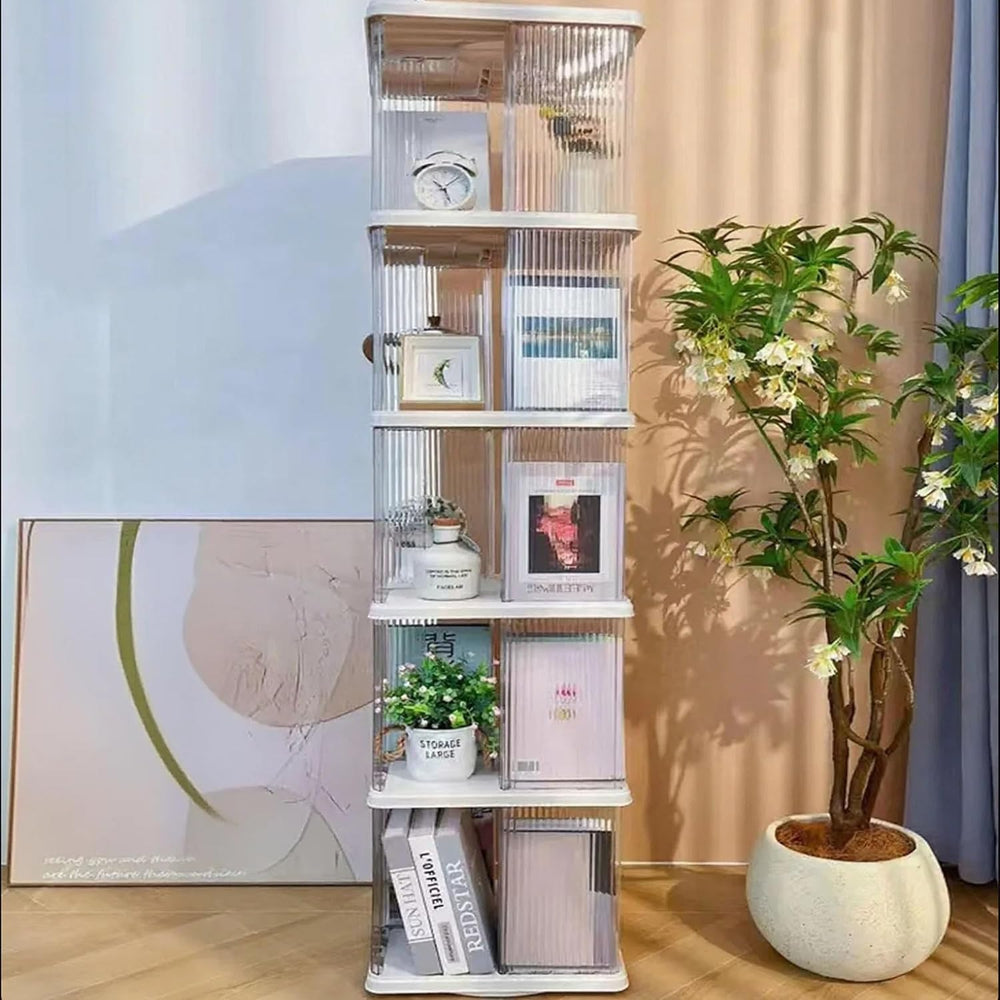 Rotating Bookshelf Tower, 360-Degree rotating bookshelves , Small-Space Corne...