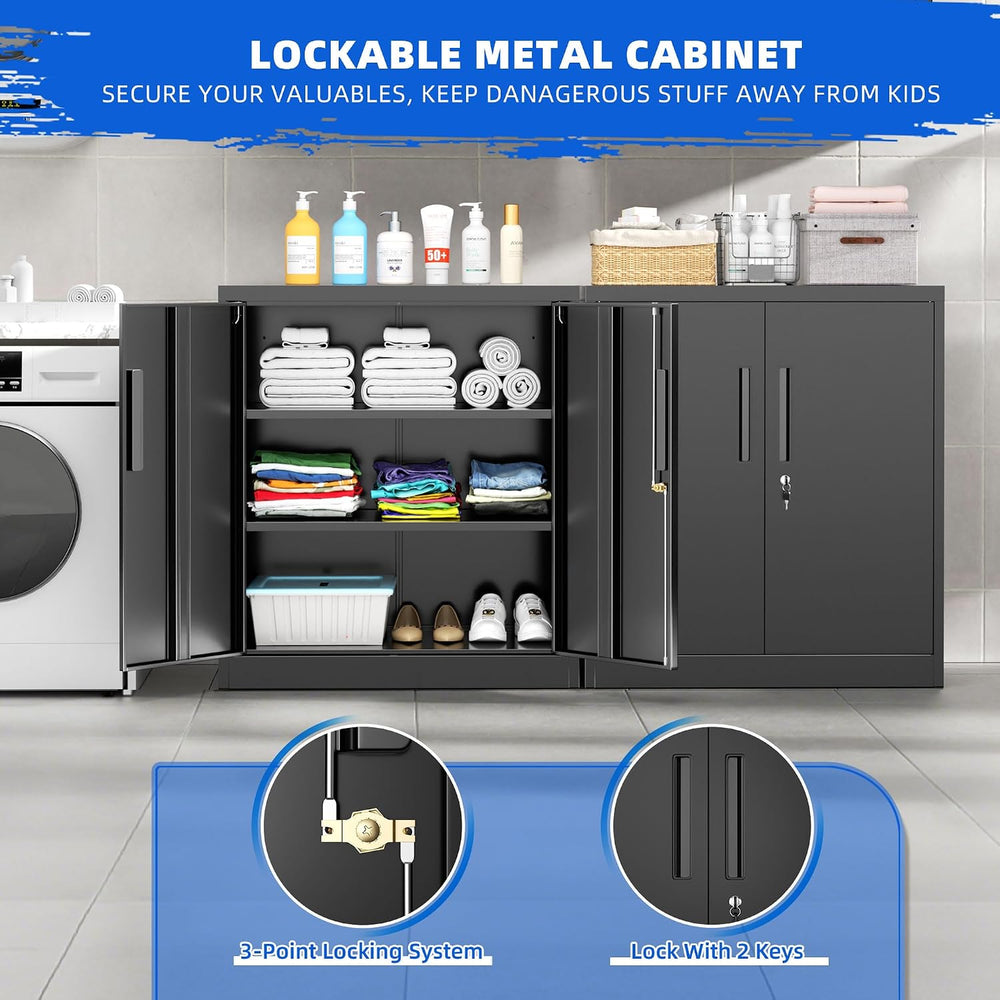 Pataku Metal Storage Cabinet, Garage Cabinet with Doors and Shelves 36" ...