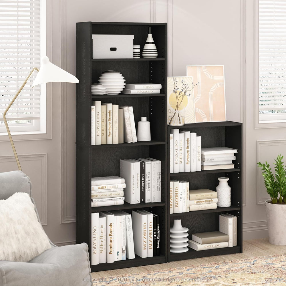 Furinno Jaya Book Shelf, 5-Tier Bookshelf, Bookcase with Adjustable Shelves, ...