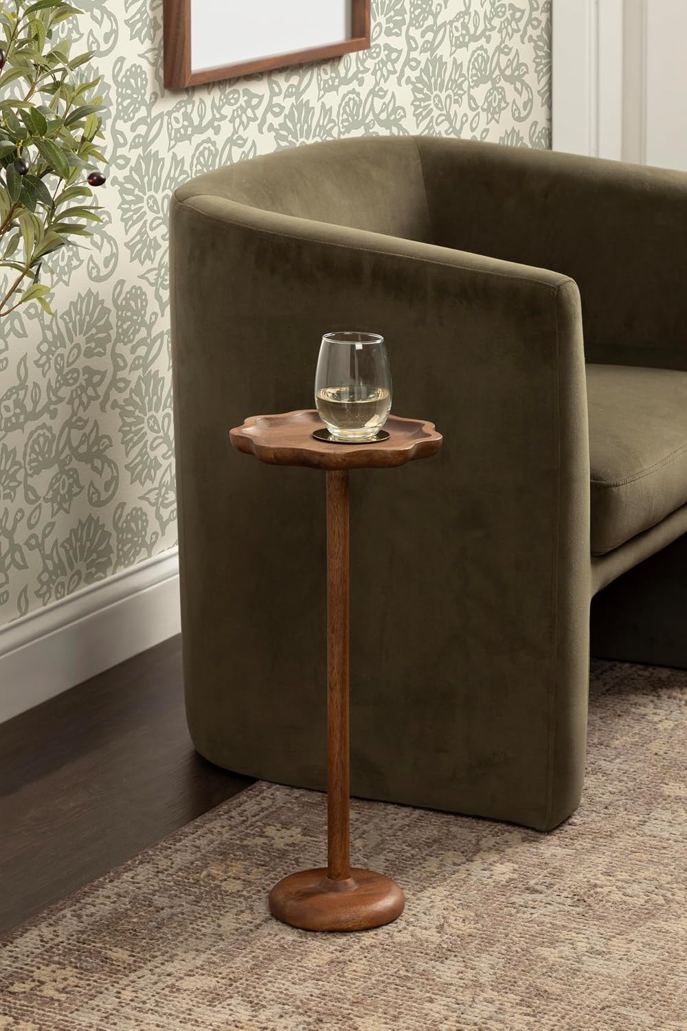 Kate and Laurel Alezar Modern Mango Wood Drink Table, 9 x 9 x 22, Walnut Brow...