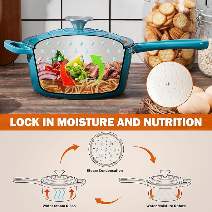 Homikit 3 Quart Saucepan with Lid, Enameled Cast Iron Saucepan