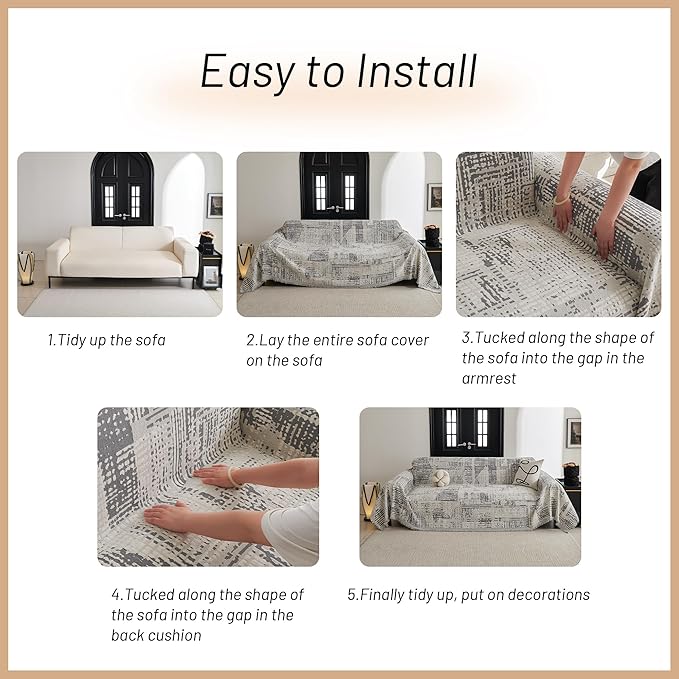 MYSKY HOME Boho Sofa Covers, Couch Covers