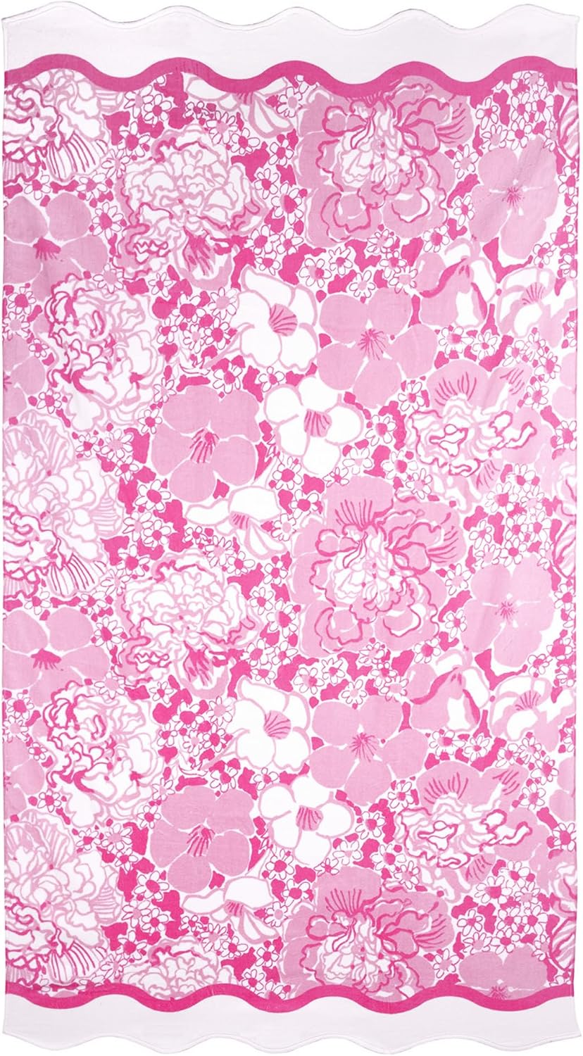 Lilly Pulitzer Oversized Scallop Beach Towel, Conch Shell Pink Burst of Joy |...