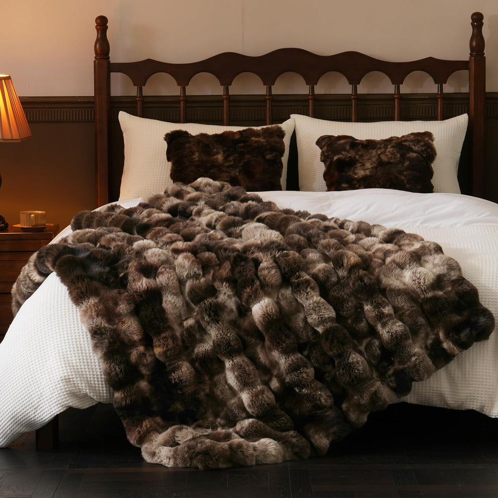 BENVWE Fluffy Faux Fur Throw Blanket for Couch, Soft Plush Thick Cozy Fuzzy L...