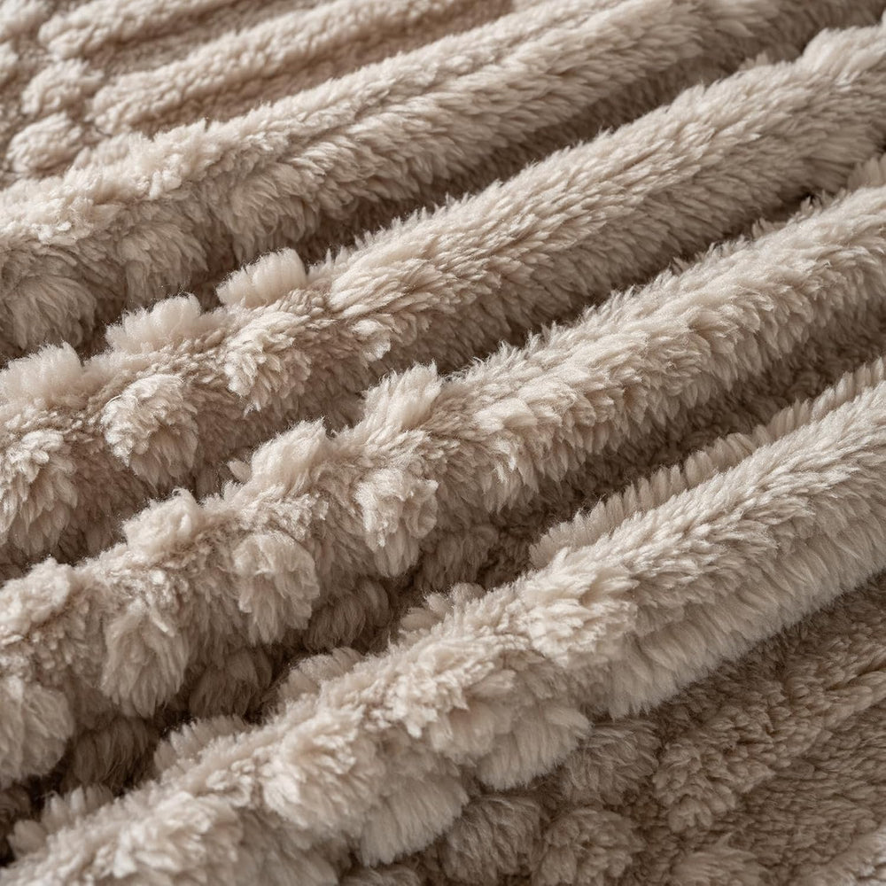 90x104 Inch Brown King Size Blanket - Soft & Fluffy Fleece, Neutral Tan C...