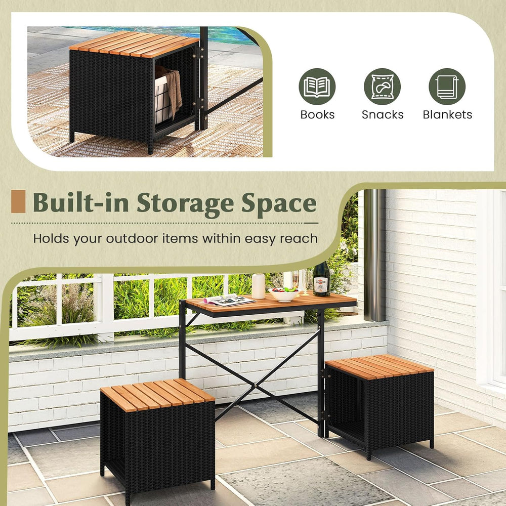 Tangkula 3-in-1 Convertible Bench Bar Table, Outdoor Folding Table & Chair