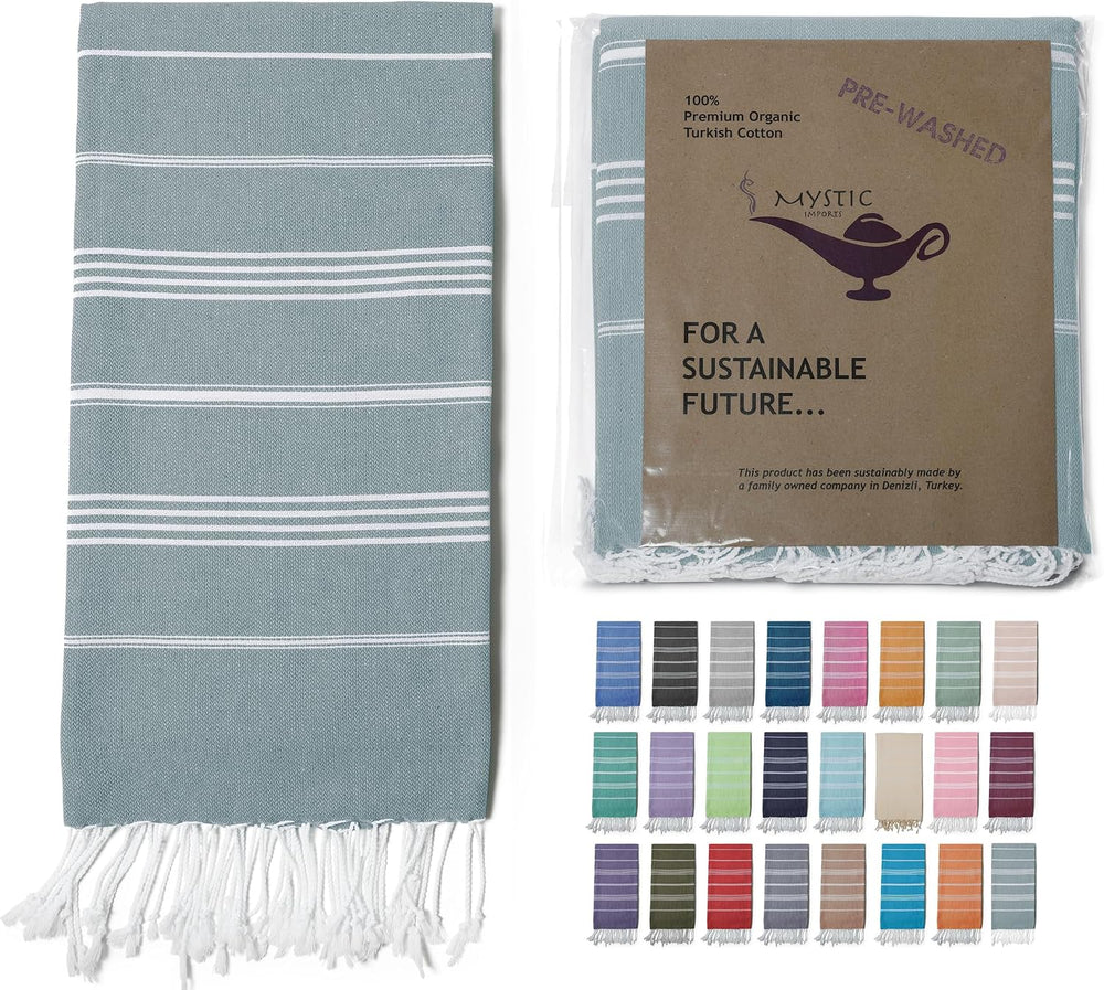 Turkish Beach Towel 100% Organic Cotton Extra Large Oversized (39 x 71 Inches...