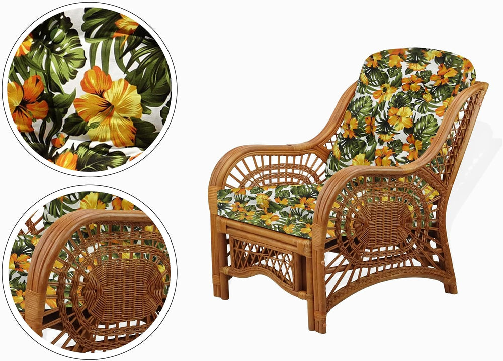 Malibu Lounge Living Accent Armchair Natural Rattan Wicker Handmade Design, C...