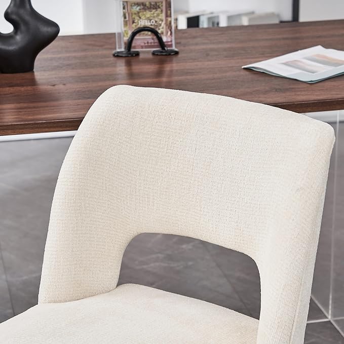 VKNOW Wooden Dining Chairs Set of 2, Modern Fabric Upholstered Dining Room Ch...