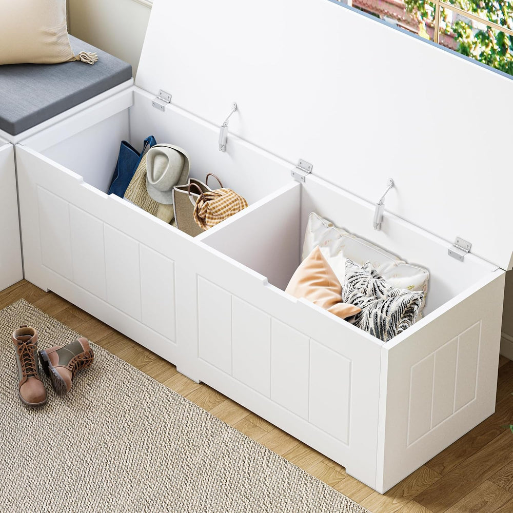 L-Shaped Corner Storage Bench Compartments & Cushioned Seat, Kitchen Brea...