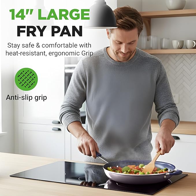 NutriChef 14" Fry Pan With Lid