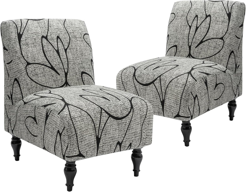 Iauddy Armless Accent Slipper Chair Cover Slipcover,Stretch Spandex Printed R...