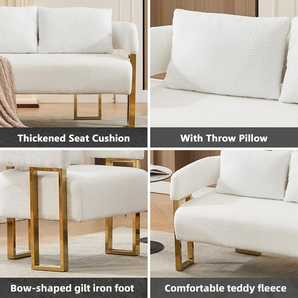 Loveseat Sofa and 2 Modern Accent Chairs no Wheels, Living Room Side Chairs w...