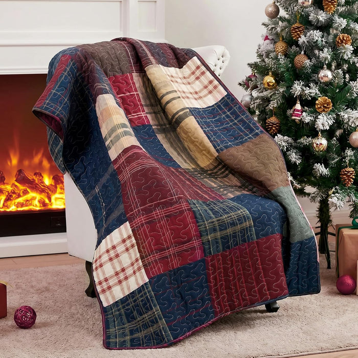 50''x66'' Christmas Quilted Throw Blanket Vintage Patchwork