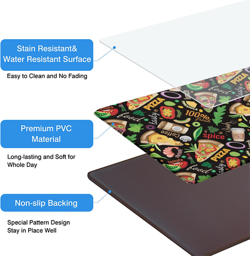Kitchen Rugs for Floor 2 Pcs Memory Foam Padded Anti Fatigue Kitchen Mat