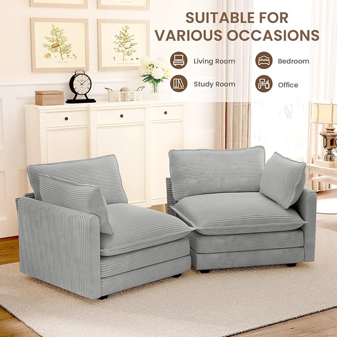 ROWHY 78'' Sectional 2 Seat Cloud Loveseat with 2 Throw Pillows, Mode...