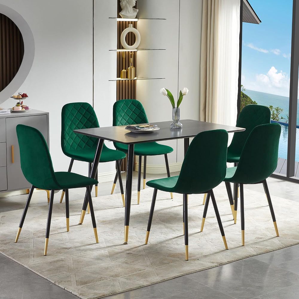 Green Velvet Dining Chairs Set of 6, Modern Kitchen & Dining Room Side Ch...