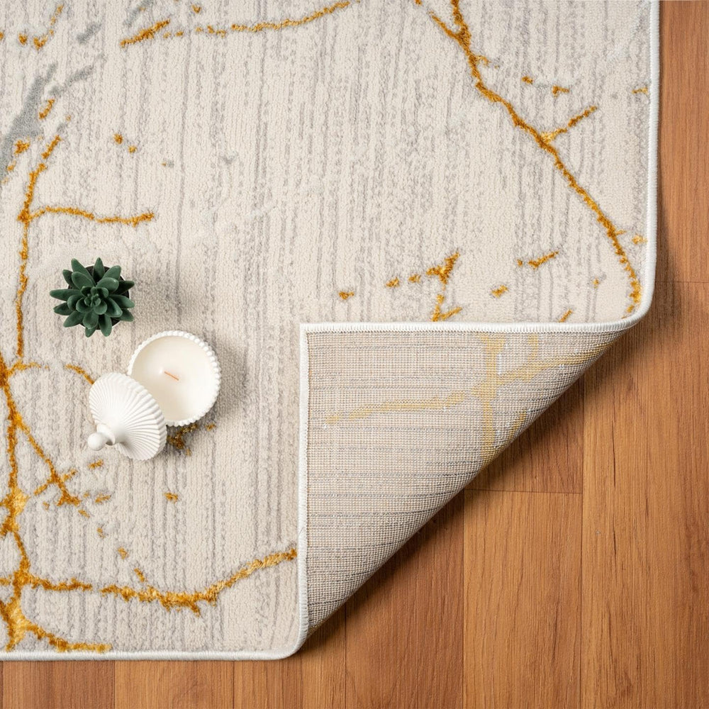 LUXE WEAVERS Modern Abstract Non-Shedding Area Rug Gold 2x3