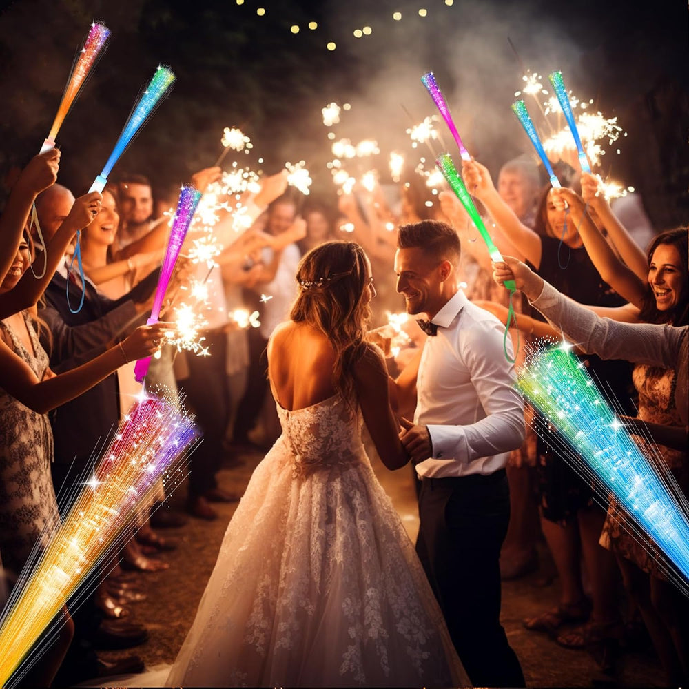 28 PCS Glow Fiber Wands Sticks, LED Light Wands, Halloween Glow in The Dark P...