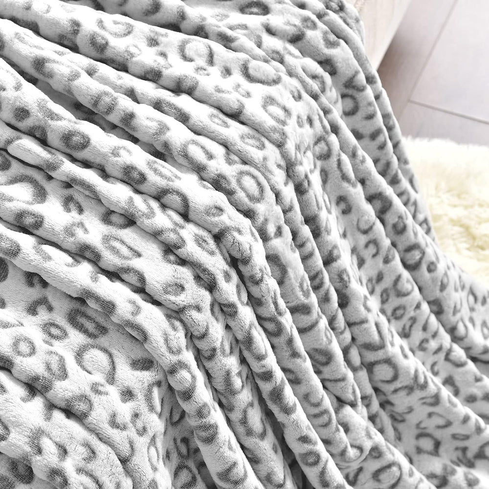 PLEASANT BOULEVARD | Leopard Throw Blanket Fleece, Premium Lightweight Cozy W...