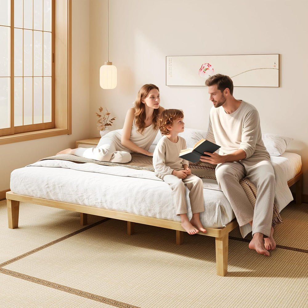 IOTXY King Platform Bed Frame - 12" Solid Wood Mattress Foundation Base