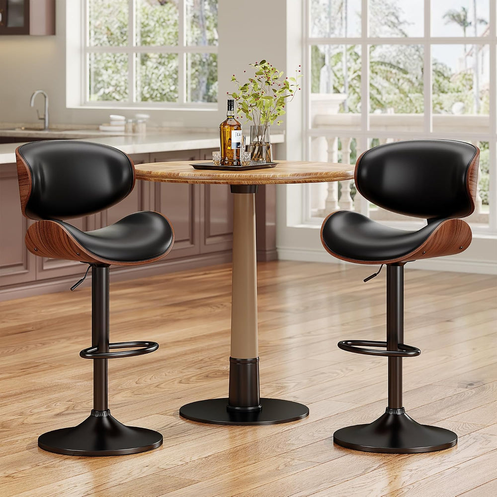 YaFiti Swivel Bar Stools Set of 2, Bar Stools for Kitchen Counter, Black | Co...