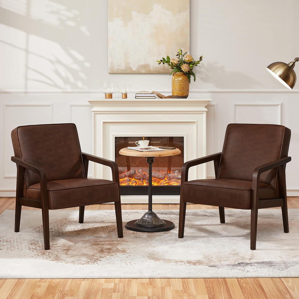 Yaheetech Accent Chair, Mid-Century Modern Vibe, Dark Brown