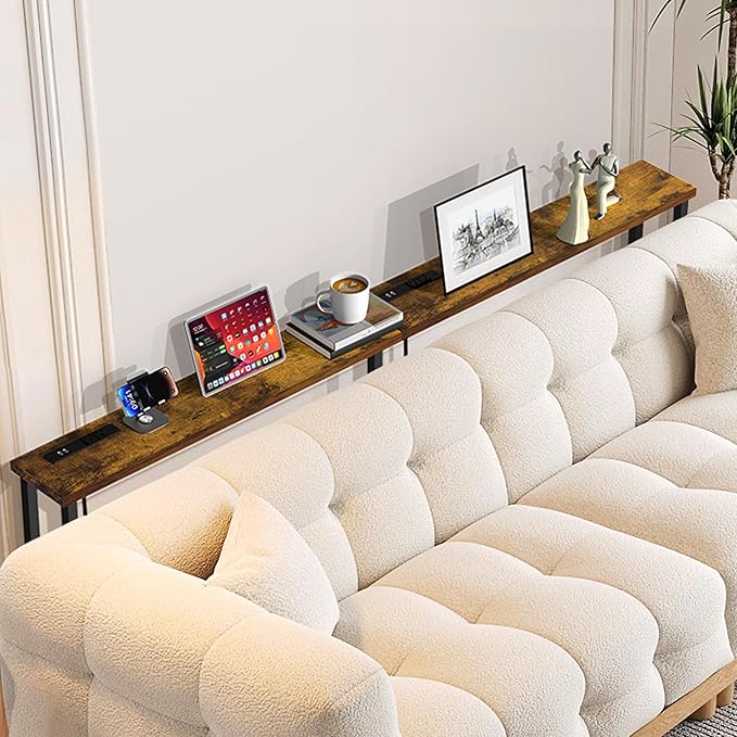 GRLEAF 78" Sofa Table with Built-in Power Strip (4 AC Outlets & 4 US...