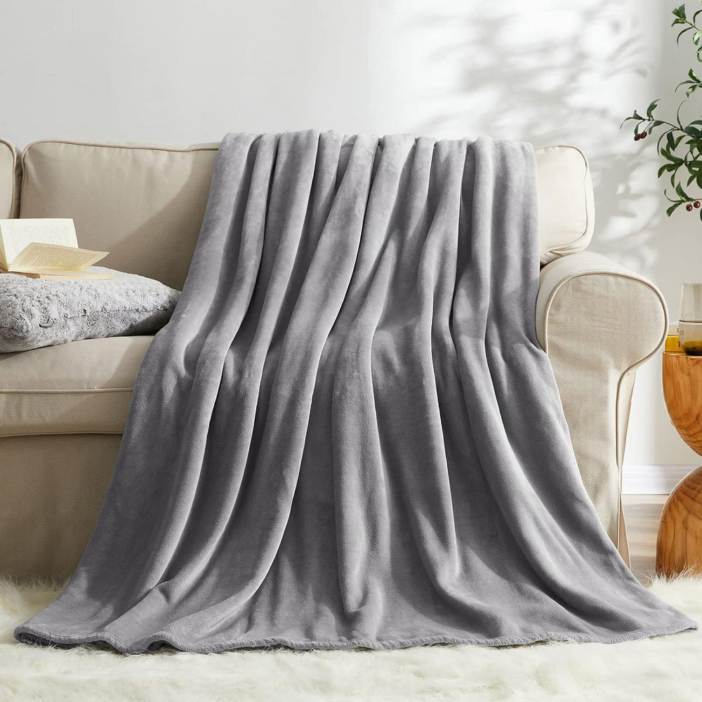 Fleece Blanket King Size Grey Lightweight Super Soft Cozy Luxury Bed Blanket ...