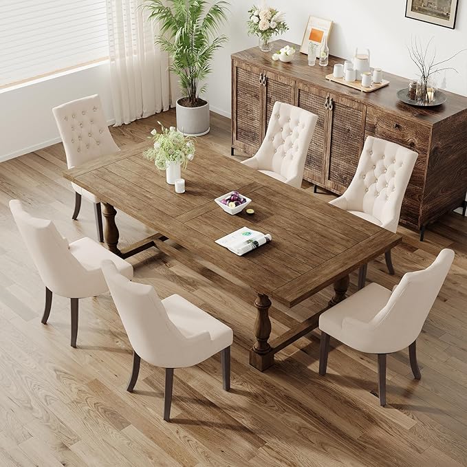 COLAMY Fabric Side Dining Chairs Set of 4, Wingback Upholstered Dining Room C...
