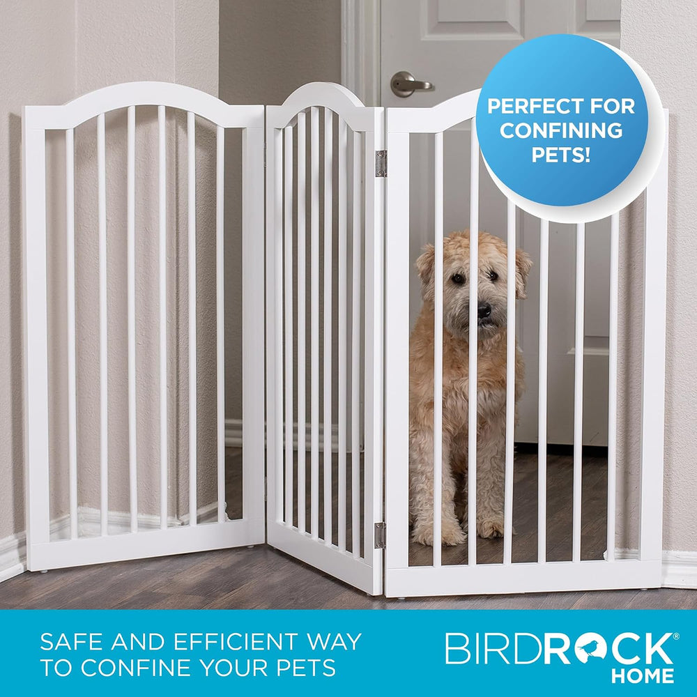 INTERNET'S BEST Arched Top Dog Gate | 3 Panel, 36" H Wooden Pet Barr...