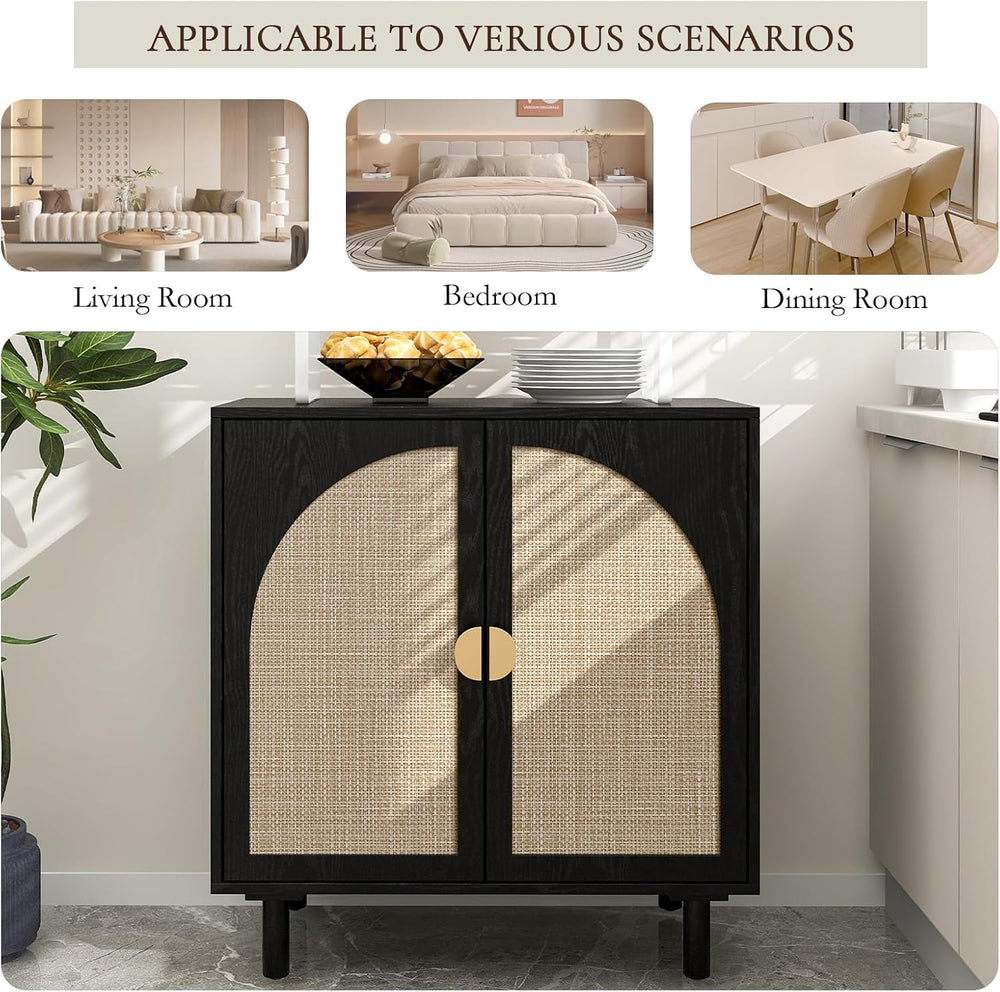 2 Doors Rattan Sideboard Cabinet– 31.5”L for Entryway/Living Room/Dining Cons...