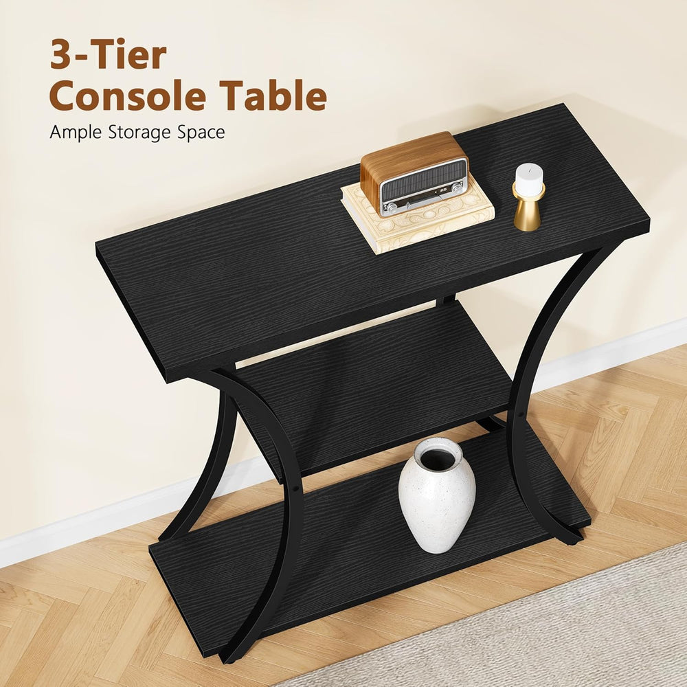 Hoctieon 3 Tier Console Table with Open Wood Shelves, Decorative Entryway Tab...