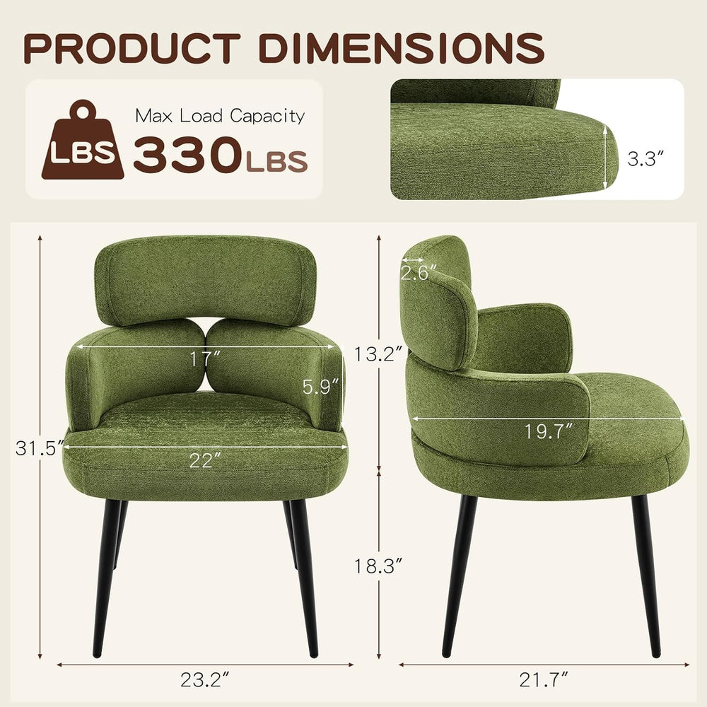 Accent Dining Chair with Arms,Set of 2 Modern Upholstered Desk Chair with Sof...