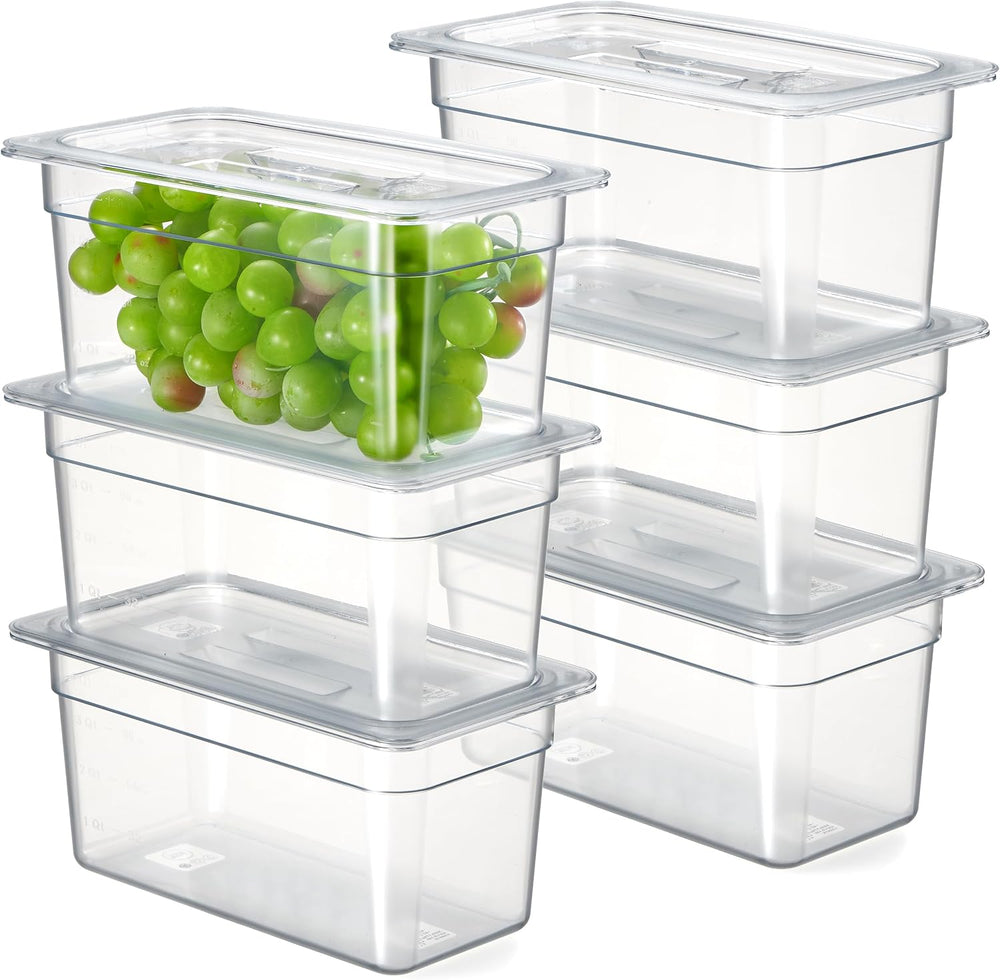 CURTA 6-Pack 1/3 Size 6" Deep NSF Polycarbonate Food Pans