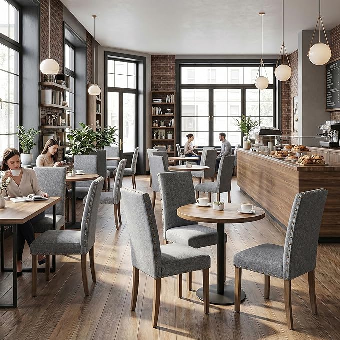 Upholstered Dining Chair Modern Stylish Parsons Kitchen Diner High Back with ...