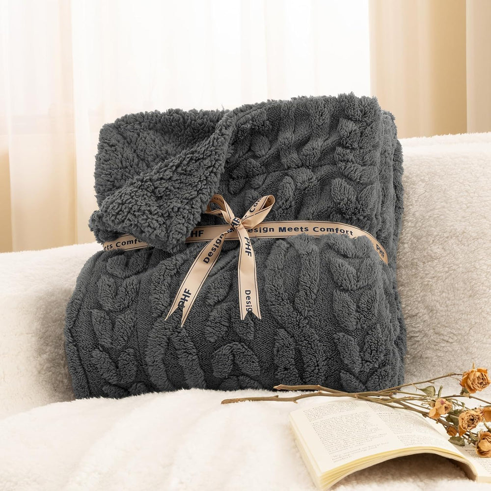 PHF Fluffy Sherpa Blanket King Size for Winter, Warm and Soft, 510GSM 3D Jacq...