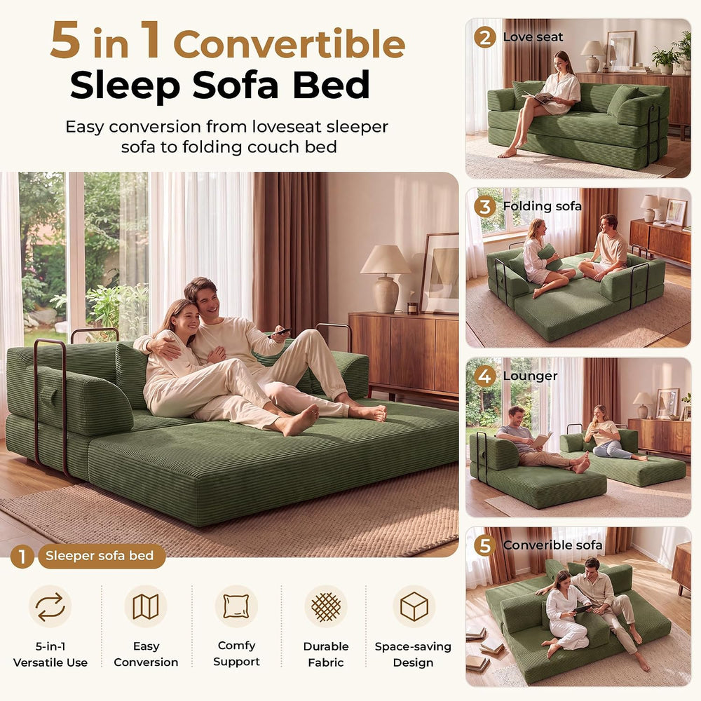 79'' Convertible Futon Sofa Bed, Boneless Couches for Living Room