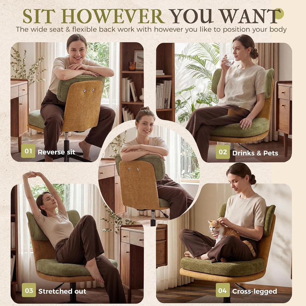 COMHOMA Home Office Desk Chairs with Ergonomic Curved Backrest, Mid Century M...