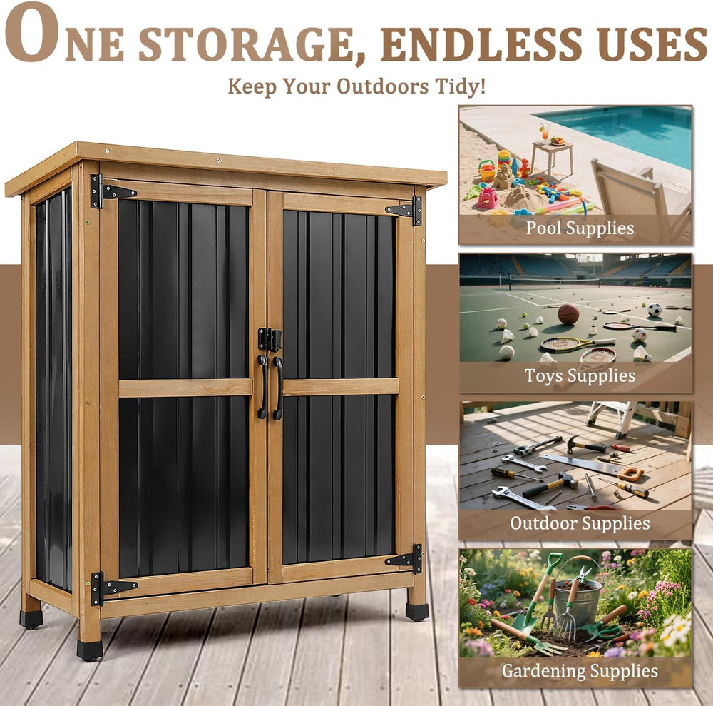 PetsCosset Small Outdoor Storage Cabinet Weatherproof with Lockable Doors