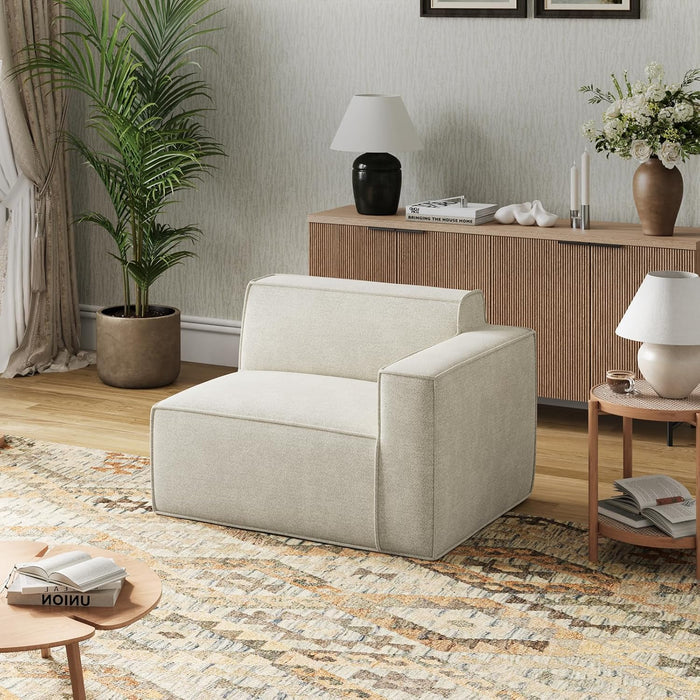 Novilla Modular Sectional Sofa, No Assembly Cloud Sectional Couch with Smarts Coil® Support, Chenille Fabric Sectional Sofa, Boneless Couch for Living Room Apartment, Beige (Right-Arm Chair)